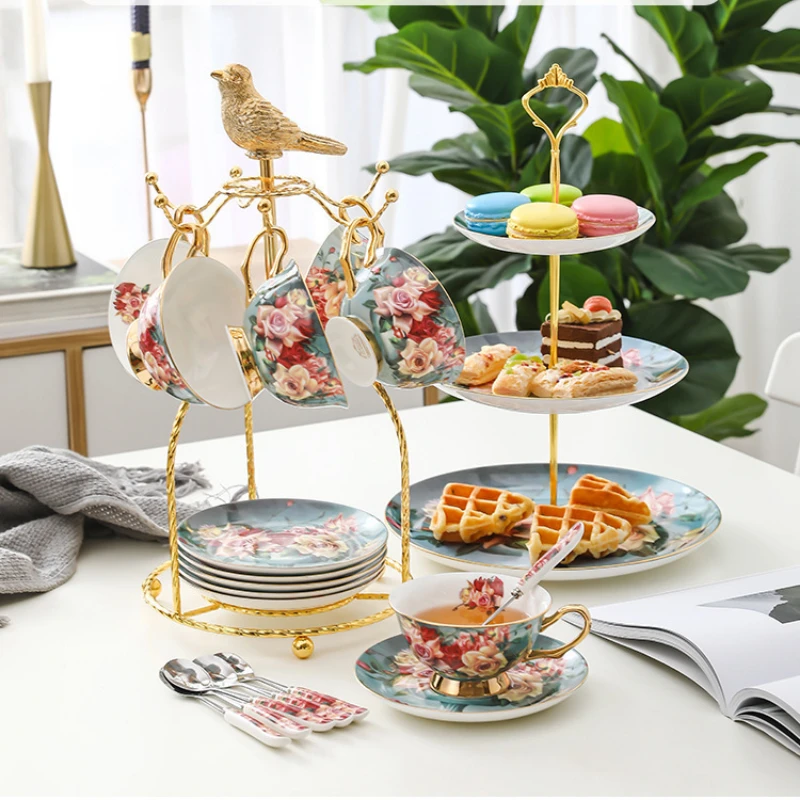 

Yan Coffee Selection Bone Porcelain European Afternoon Tea Set Ceramic Box Gift High Beauty Premium Cup Plate