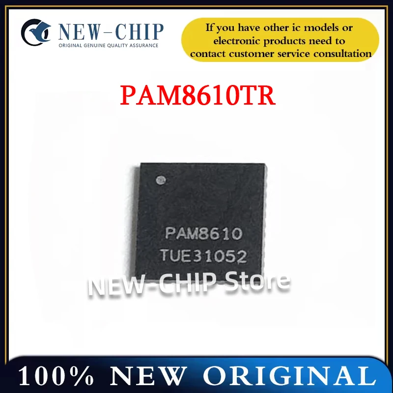 5PCS-100PCS/LOT  PAM8610TR  QFN-40  screen printing  PAM8610 Class D stereo DC audio amplifier ic chip  New original