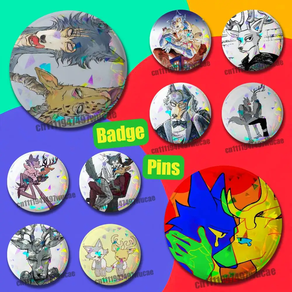 For B-Beastars Legoshi Louis Badge Cover Custom Pin Insignia Emblem Round 32mm 58mm Hats Laser Film