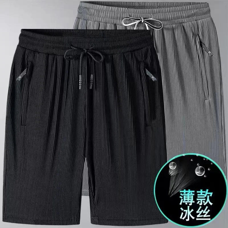 

Summer Thin Ice Silk Casual orts Men's Trendy Brand INS Best Selling Straight Leg Outdoor Wear Five-Quarter Large Size Mid-...