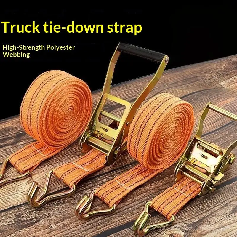 1 Set 40mm Wide 3-12 Meters Double Hook Cargo Securing Straps Heavy Duty Ratchet Tie Down Straps Truck Trailer Transport Lashing