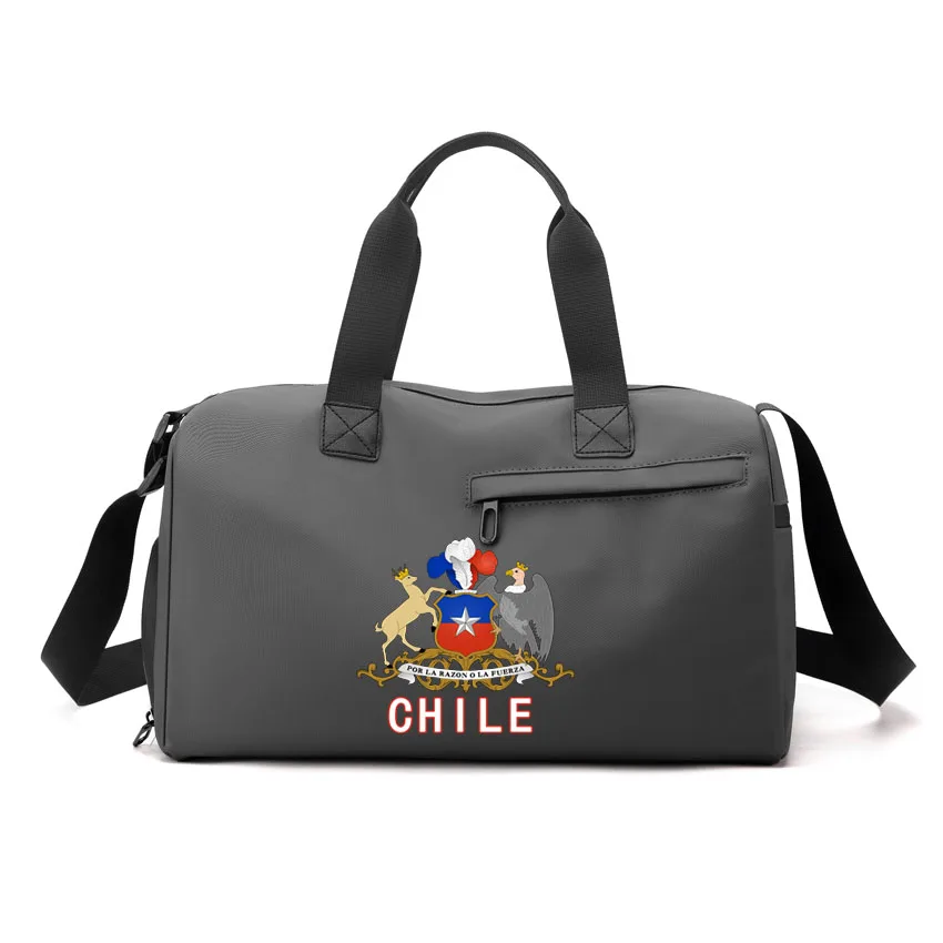 

Fitness Bag Shoulder Messenger Bag Chile Flag Printed Wet Dry Separation Men Fitness Sports Bag Women Hand-held Gym Bags