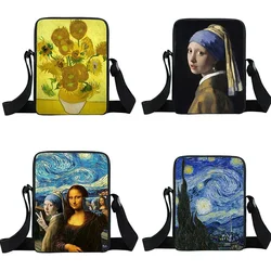 Van Gogh Starry Night Women Handbag Canvas Messenger Bags Small Crossbody Bags Girls Totes Bookbag Gift Shoulder Bag for Travel