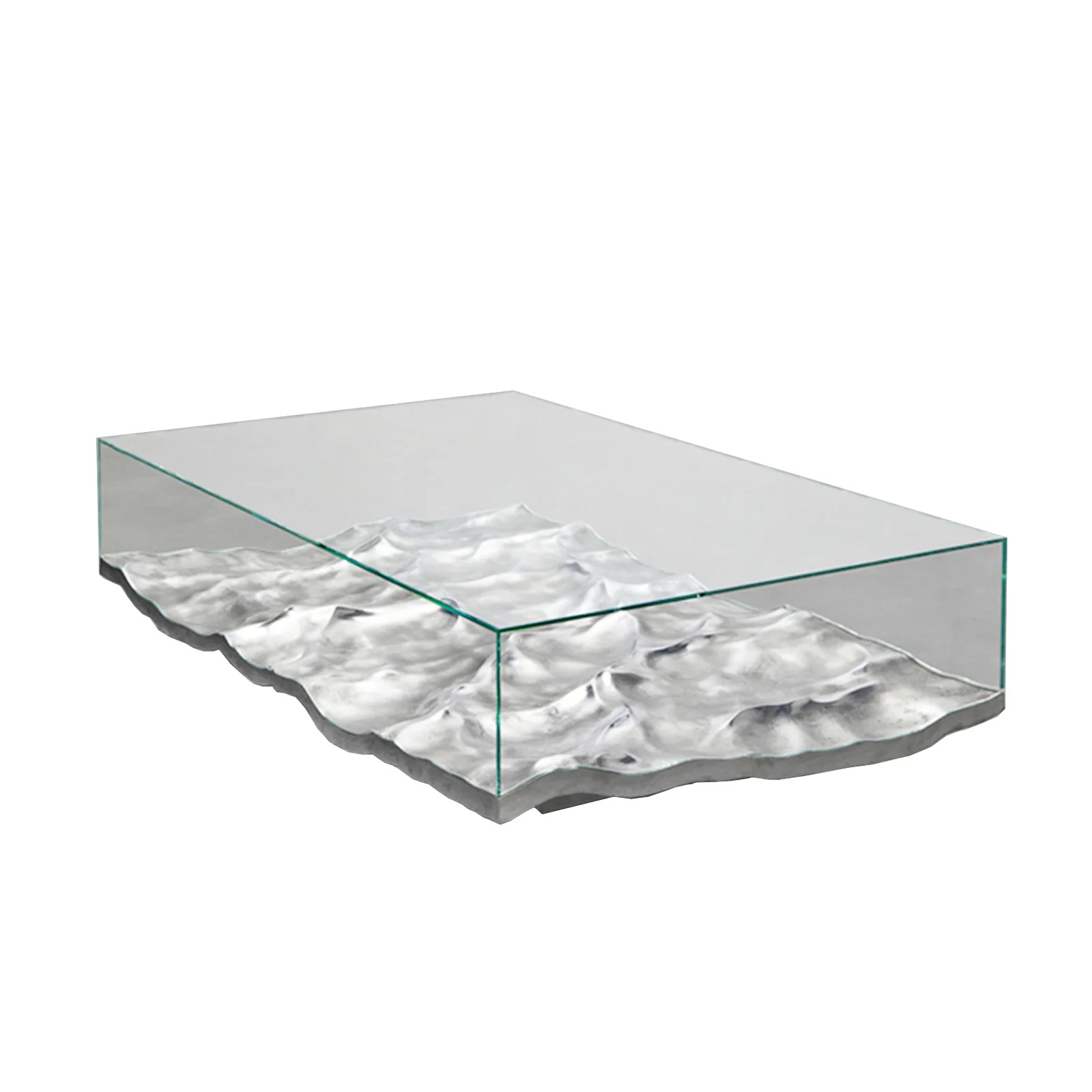 Living Room Design Tempered Transparent Glass Top Central Table Side Coffee Table Set Silver Italian Modern Luxury Coffee Table