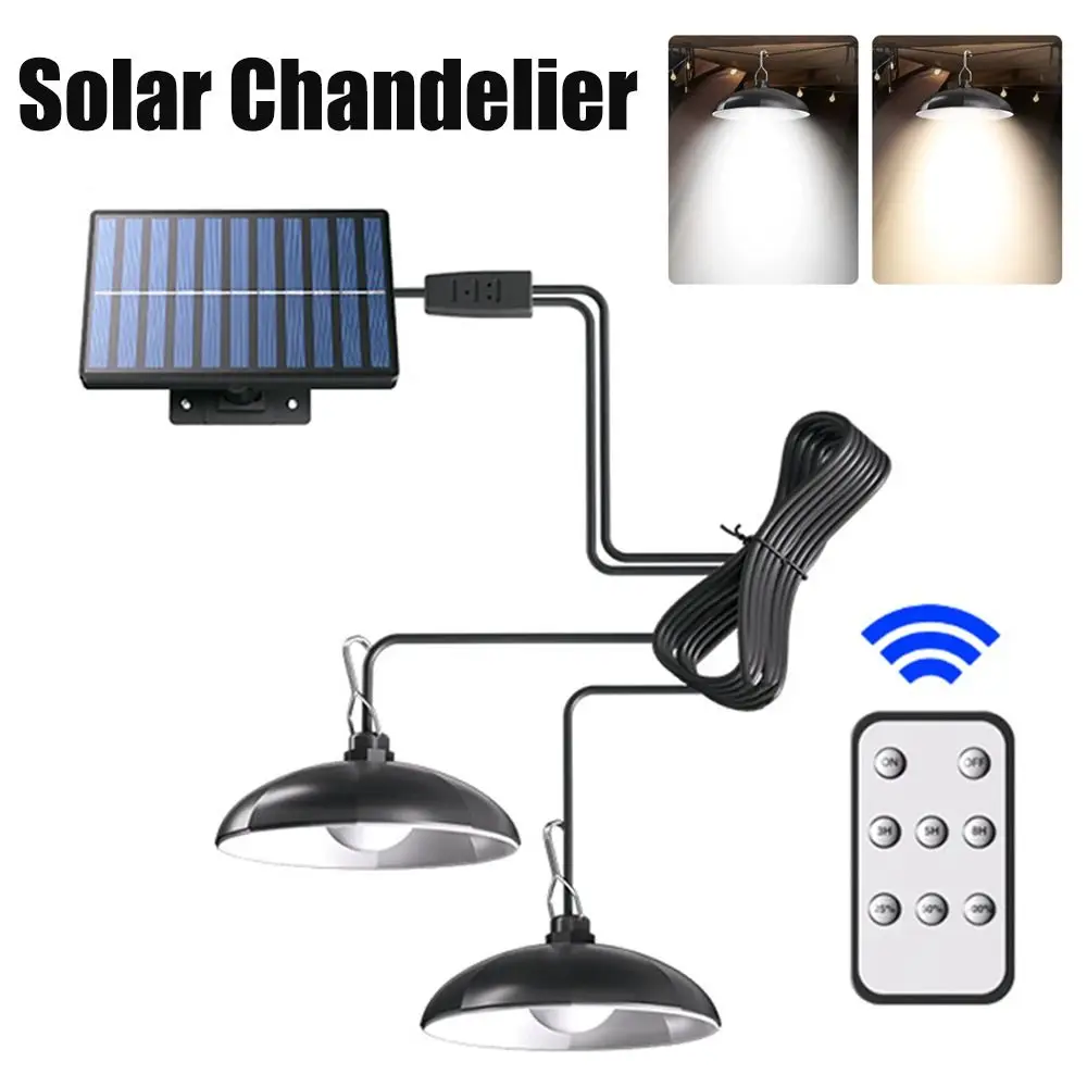 Single/Double Head Solar Pendant Light Remote Control Solar Powered LED Solar Powered Lamp Solar Panel Light Camping