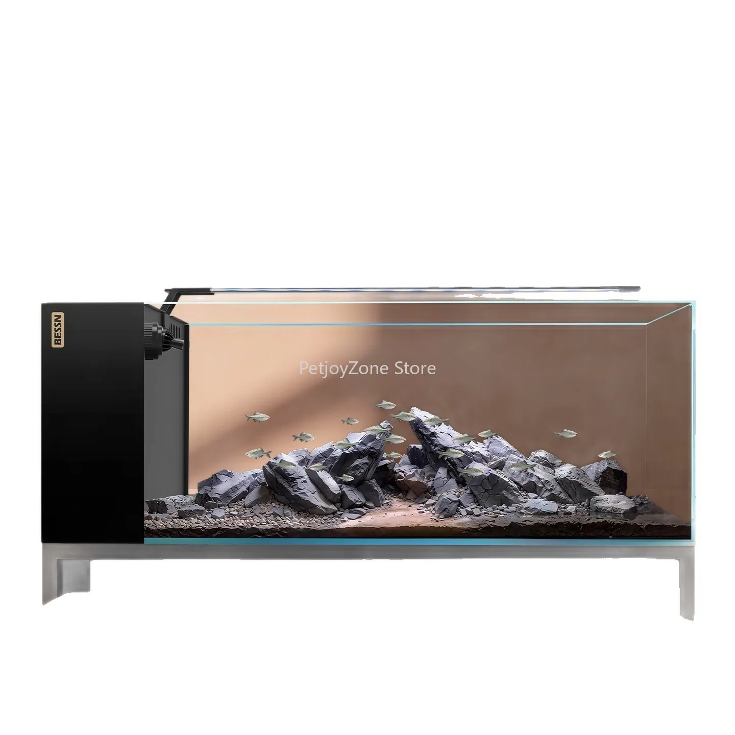 High Quality RUIBIT BS-821401 220v Modern Luxury Ultra White Transparent Glass Rectangular Desktop Aquarium Fish Tank 72-110L