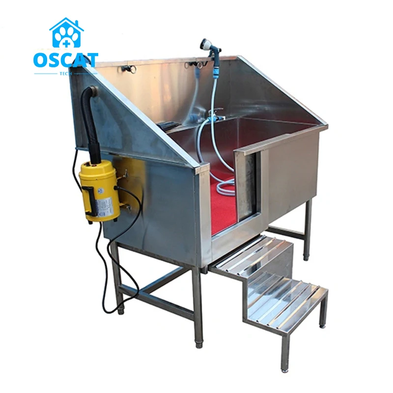 OSCAT EURPET Veterinary Pet Grooming Bathtub Spa Mobile Door And Blower Vet Bathing Pool Cleaning Dog Bathtub Sinks