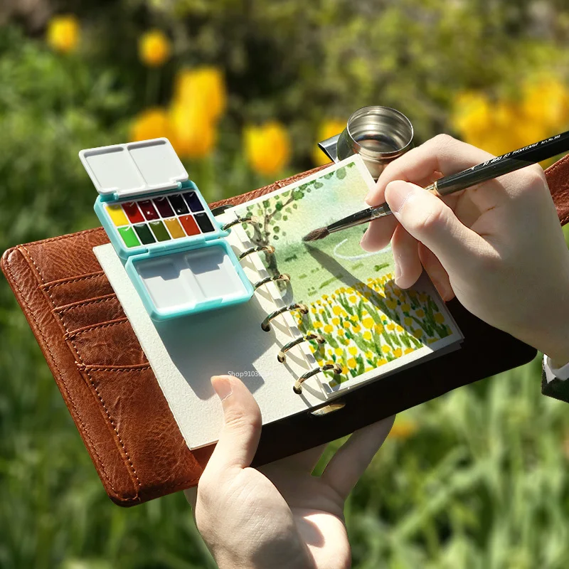 

Schminke College Watercolor Paint Box12 Color 0.4ML Mini Portable Paint Tray Student Sketch Palette Painting Art Supplies