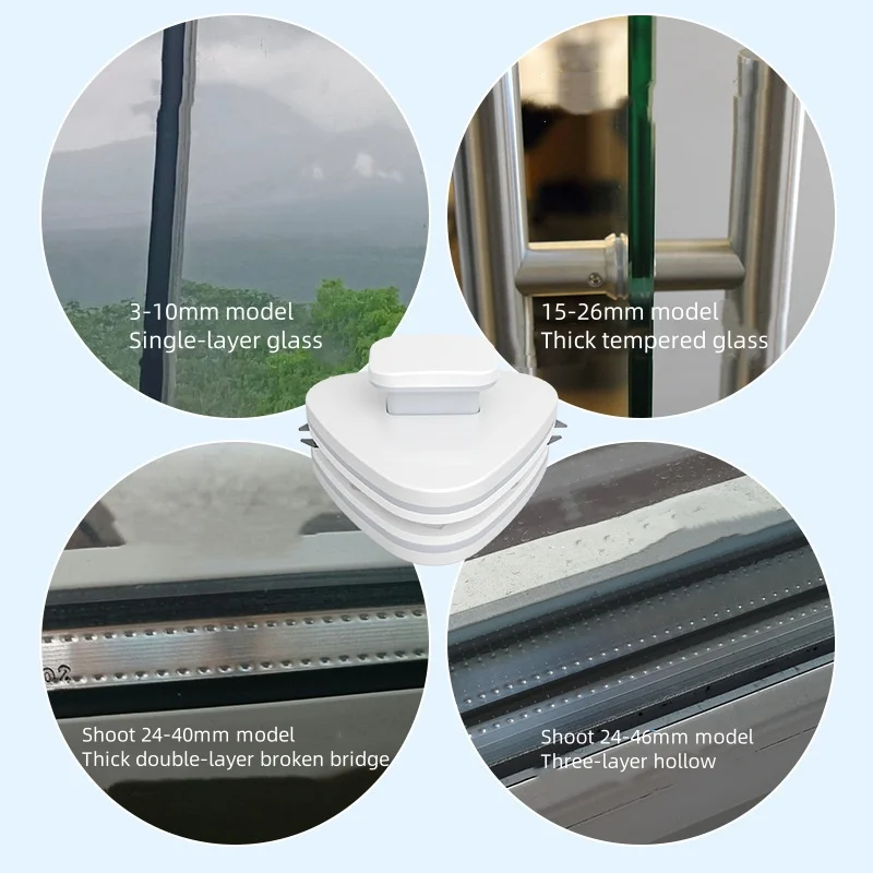 Большой треугольный двухсторонний очиститель для стеклянных окон, бытовой магнитный двухслойный очиститель для окон с защитой от падения