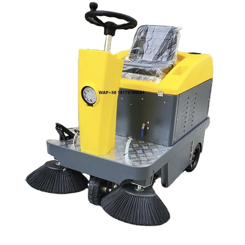 48V Electric Ride-On Road Sweeper with Water Spray New Condition Efficient Cleaning Tool for Outdoor Spaces