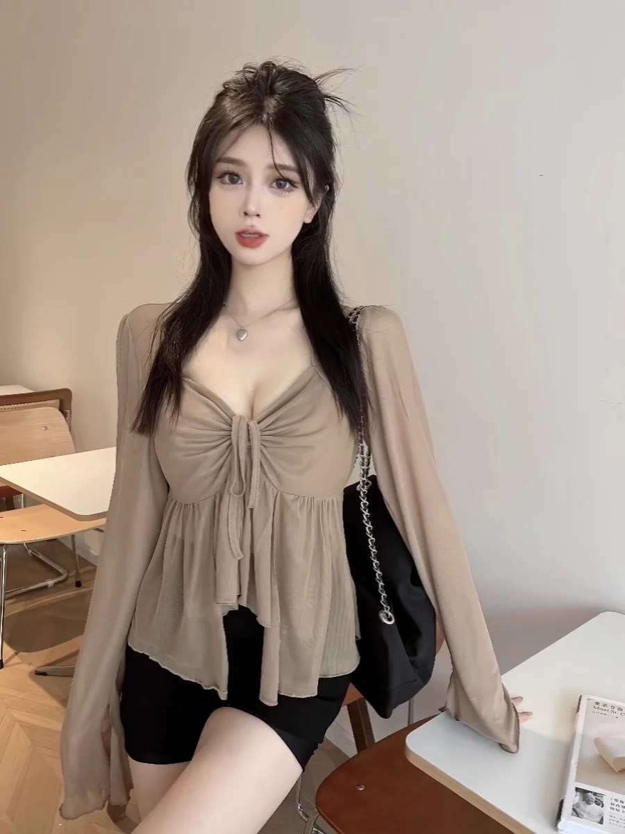 

plus Size Korean Sle Pure Desire Sexy Asymmetrical T-irt Top Women's Faionable Versatile Strap Two-Piece Set for plus S...