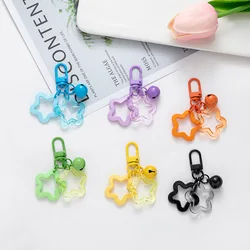 Sweet Star Shape Acrylic Keychains Cute Bell Pendant Keyring for Women Earphone Case Car Charm Key Holder Handbag Accessories