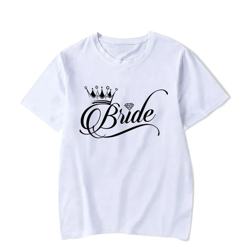 Couple T Shirt for Lovers New Korean Tee Shirt Groom Bride Crown Graphic T Shirts for Couples Y2k Fashion Letter Print Tees