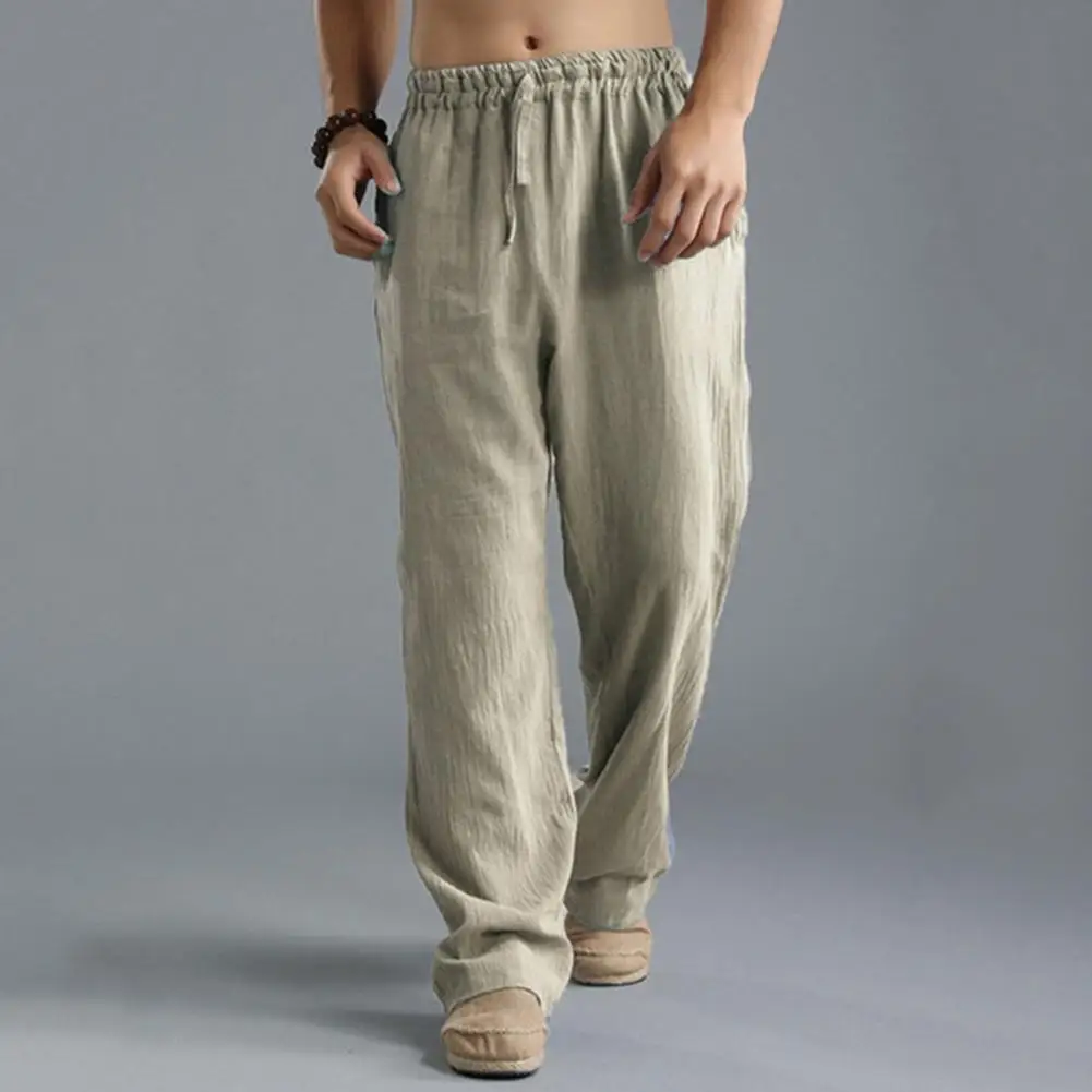 Men's Cotton Linen Shorts Loose Casual Linen Short Pants Male Summer Breathable Solid Color Linen Trousers Fitness Streetwear