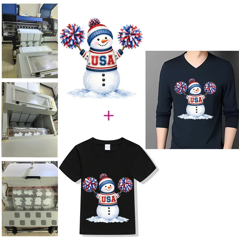 Cartoon Santa Claus Snowman set Heat Press Printed Accessories Patch Heat Transfer DIY children's clothing decoration sticker