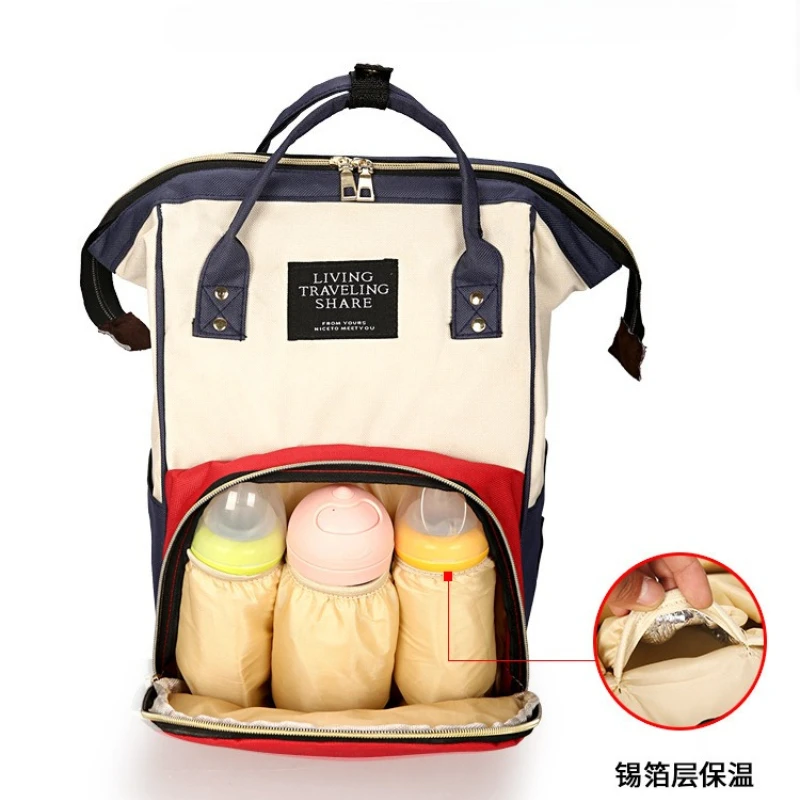 

New Mommy Backpack Fashionable High Quality Baby Bottle Insulated Storage Backpack Cartoon Canvas Large Capacity Diaper Backpack