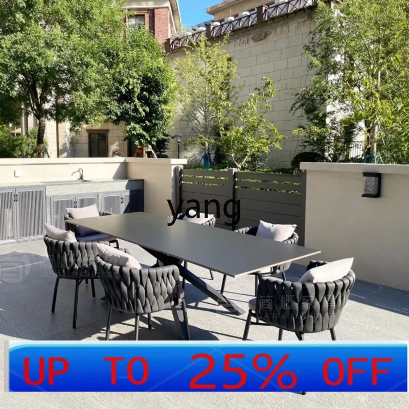 

LMM outdoor tables and chairs courtyard high-end villa rock slab table garden balcony furniture