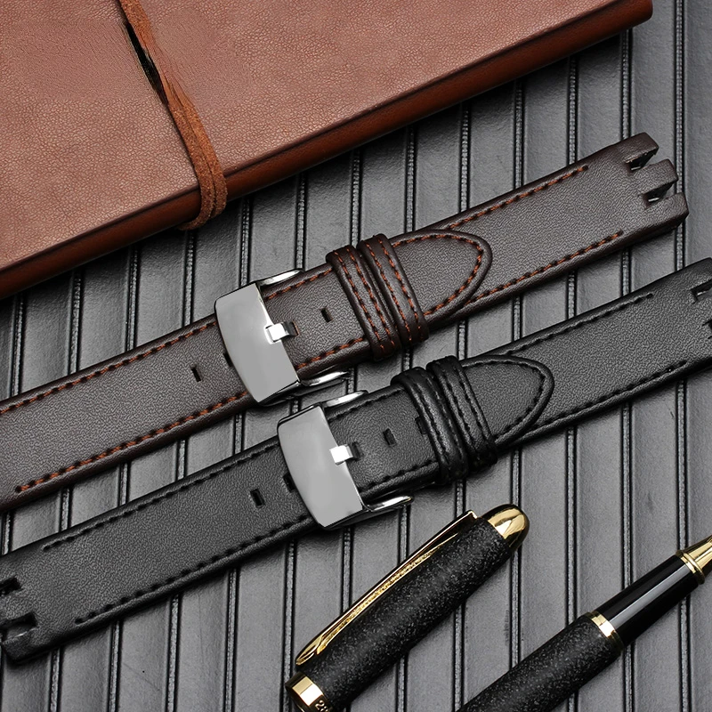 Genuine Leather Watch Strap for Swatch Yts401 402403g Waterproof Sweat-Proof Arc Interface Watchband Accessories20mm Wrist Strap