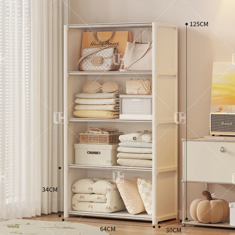 Flip Door Wardrobe, Large Capacity Dustproof Closet Organizer, Freestanding Storage Cabinet With Transparent Doors For Bedroom image 2