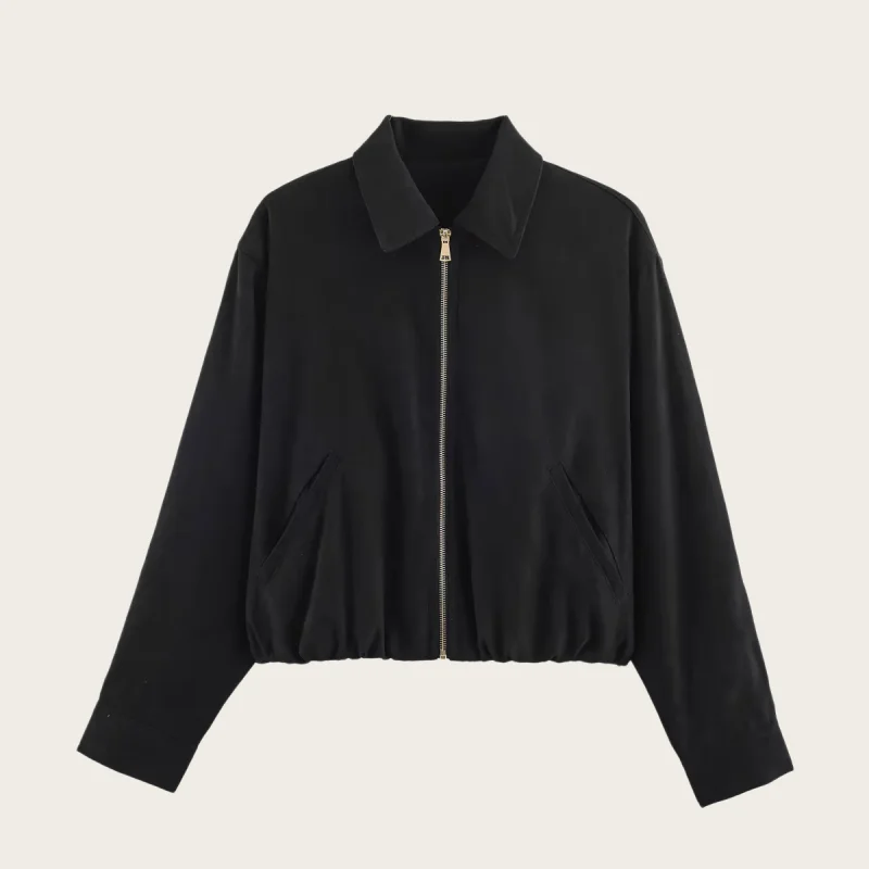 2026 Autumn Women High Quality Vintage Solid Zip Up Jacket Sweatshirt Multi Colors Soft Comfort Street Wear Outfit