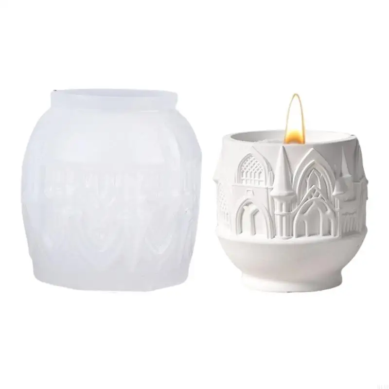 

91AF Reusable Silicone Castles Cup Mould for Candle Making Craft Decoration
