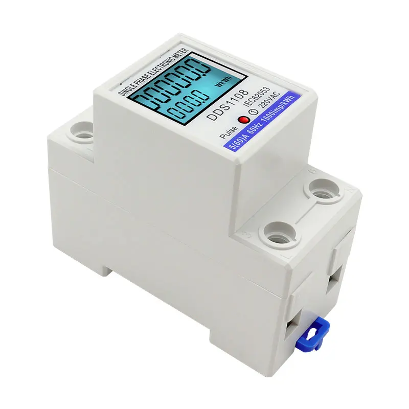 kWh Voltage Current Power Consumption Counter Electric Wattmeter 220V Din Rail Single Phase LCD Digital Energy Meter