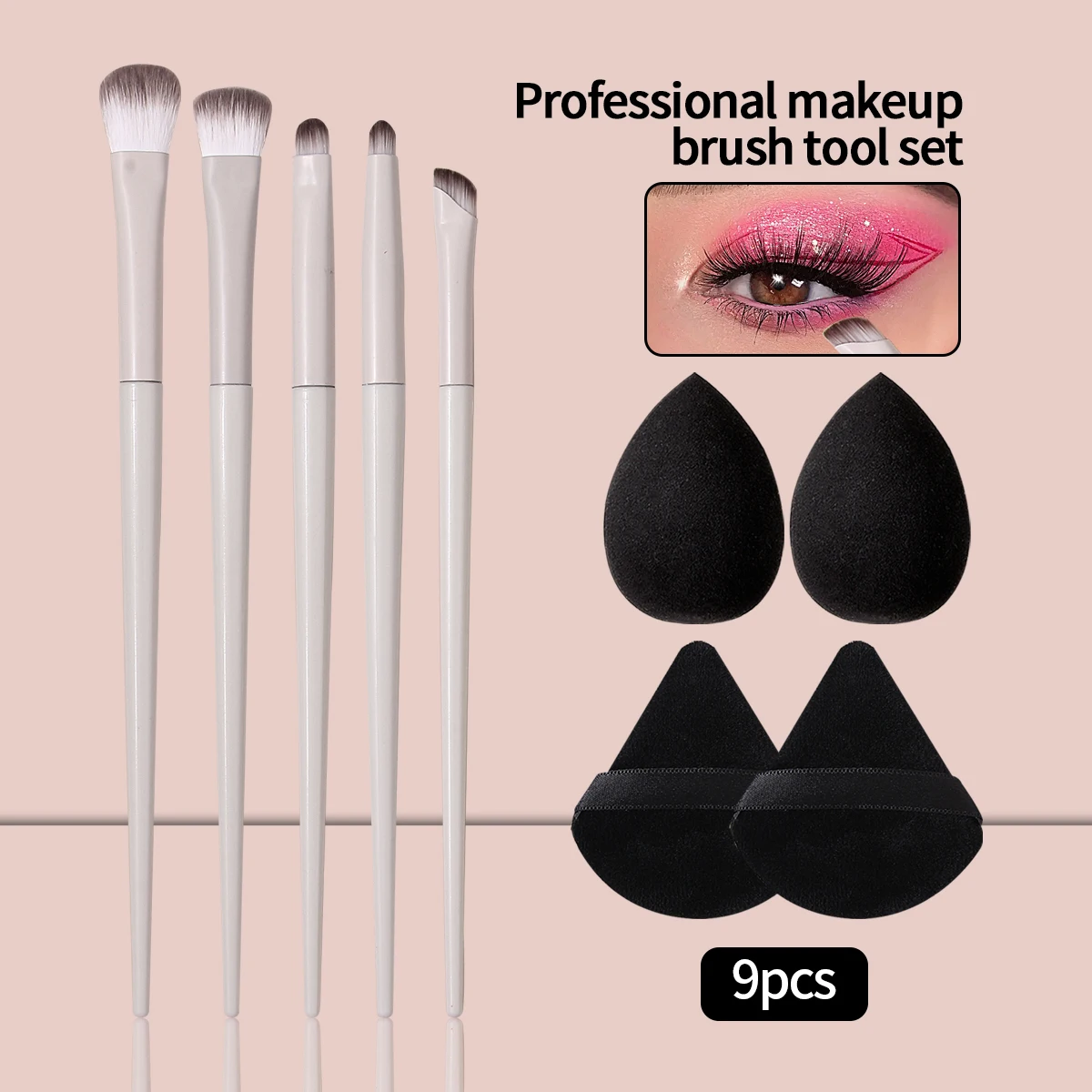 9 Stück ultra dünne Augenbrauen Pinsel Set abgewinkelt Präzision Eyeliner Make-up Pinsel, synthetische Borsten schräg Lidschatten Augenbrauen Tintin