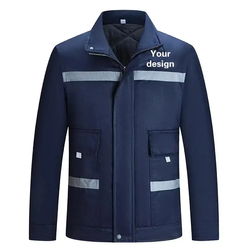 Men's Thick Reflective Strip Workshop Work Clothes Customized Design Printed Logo Winter Maintenance Decoration Worker Jacket