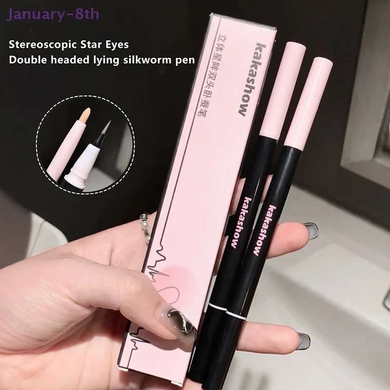 Doppel Kopf Liegen Seidenraupe Eyeliner Flüssigkeit Unten Zu Schatten Bleistift Auge Hervorhebung Lidschatten Stick Natürliche Große Augen Make-Up Gel Stift