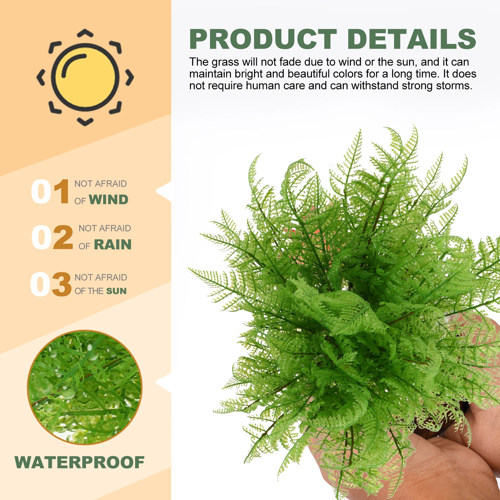 

4pcs Artificial Fern Plastic Decor Dining Room Table Lifelike Simulation Faux PlantSimulated Greenery Flower