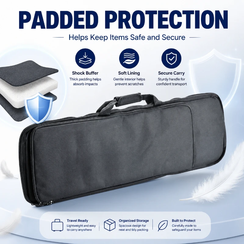 Convenient Long Gear Storage Bag Secure Zipper Closure Portable Dual‑use Hand & Shoulder Bag For Outdoor Trip