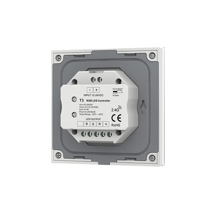Skydance New Led RGB Strip Controller montaggio a parete Touch Glass Panel Dimmer Switch Control DC12V-24V 4A 3 canali String Ribbon T3