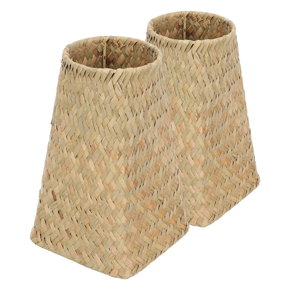 

2 Pcs Woven Straw Vase Retro Desktop Flowerpot 20x12.5x9cm Natural Home Decor Dried Flower Arrangement Creative Basket Planter