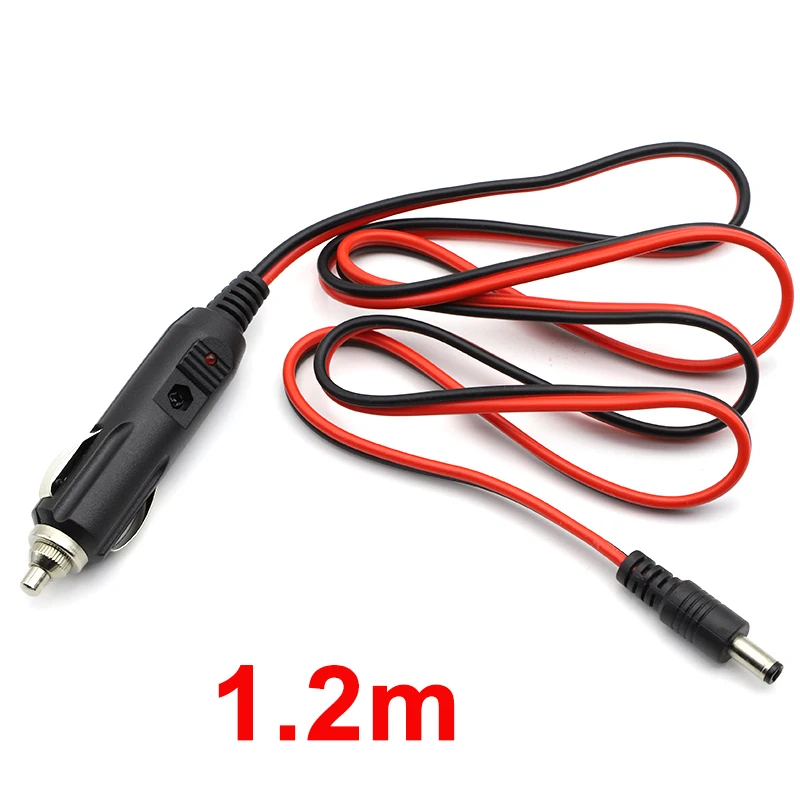 

1.2m Universal DC12V 5A Car Cigarette Lighter Charger With Fuse Power Cable Adapter DC Plug 5.5x2.1mm Connection Line NEW