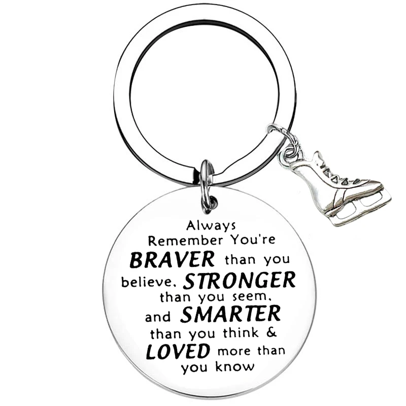 Ice Skate Keychain You Are Braver Stronger Smarter Than You Think Keychain Skating Student Graduation Gift