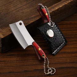 1Pcs EDC Portable Keychain Pocket Knife Stainless Steel Camping Small Mini Peeler Fixed Blade Wood Handle Kitchen Multi Knives