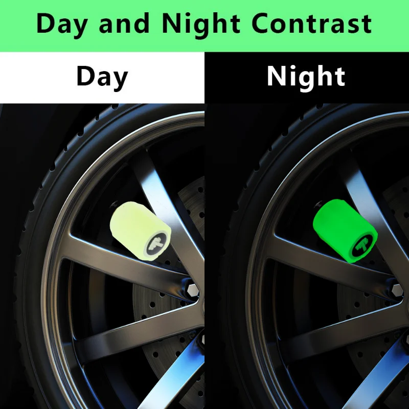 4pcs Luminous Tire Valve Caps VIP Middle Finger Logo Car Motorcycle Bicycle Wheel Hub Night Glowing Decor Cover Tyre Nozzle Cap