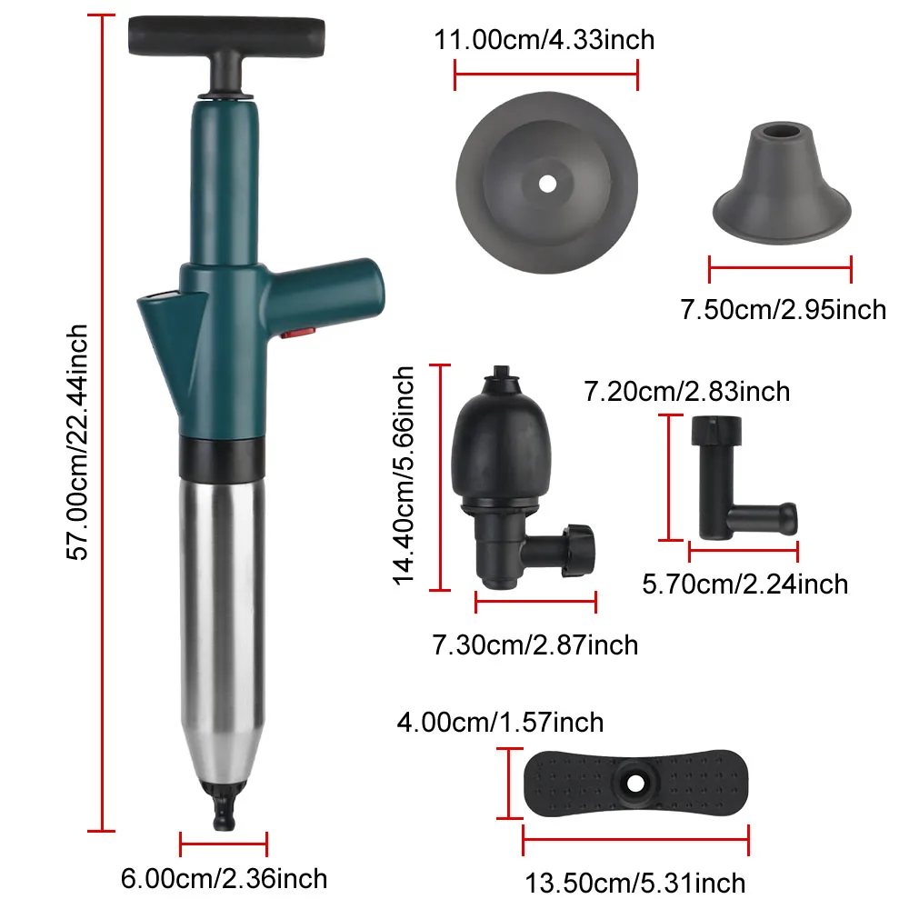 Sewer Pipe Unblocker Dredge Clog Remover Air Drain Blaster Toilet Plunger High Pressure Drain Plunger