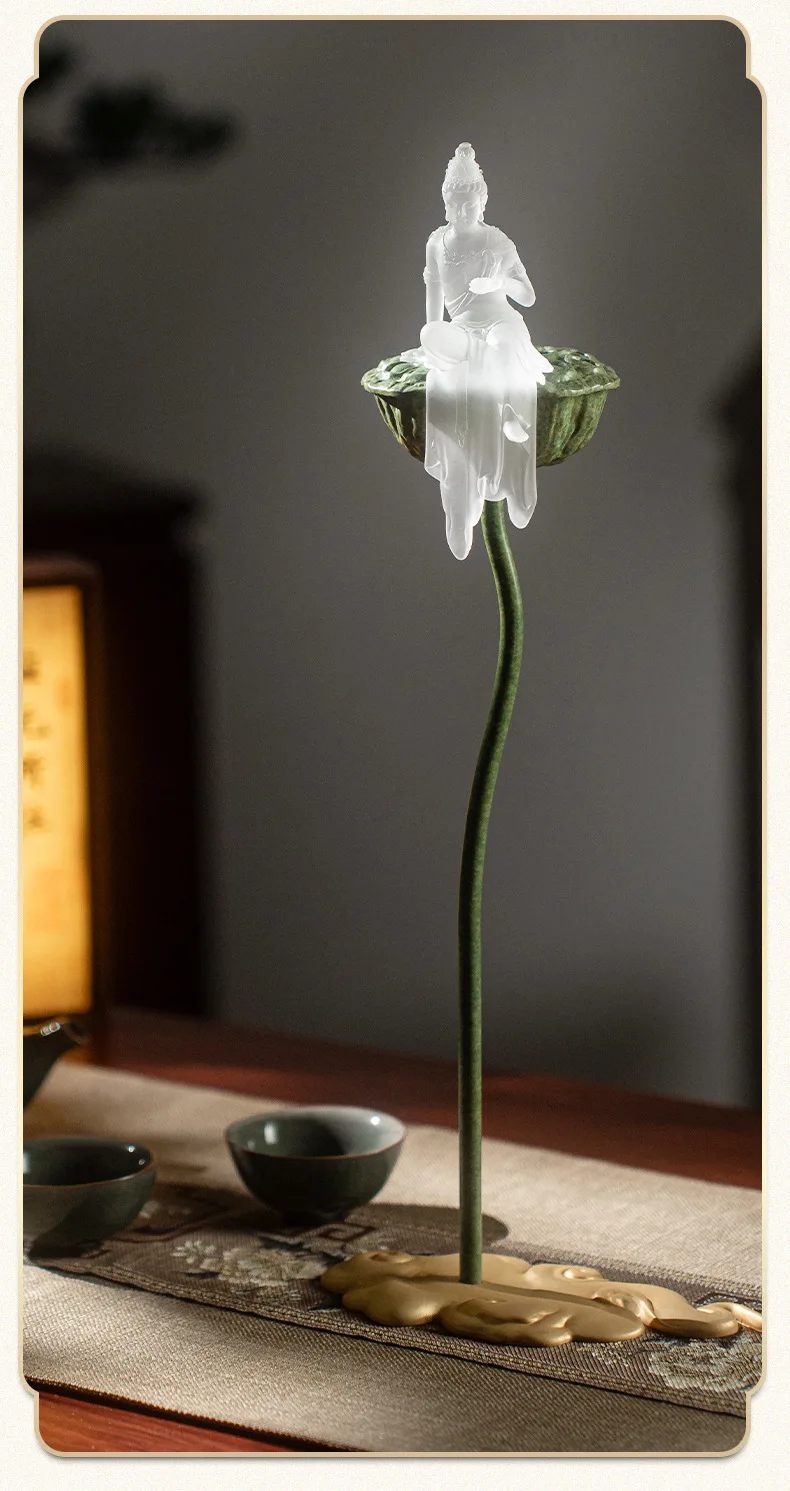 ZML glazed Guanyin lotus pod incense burner glazed ornament incense burner Zen indoor household incense holder