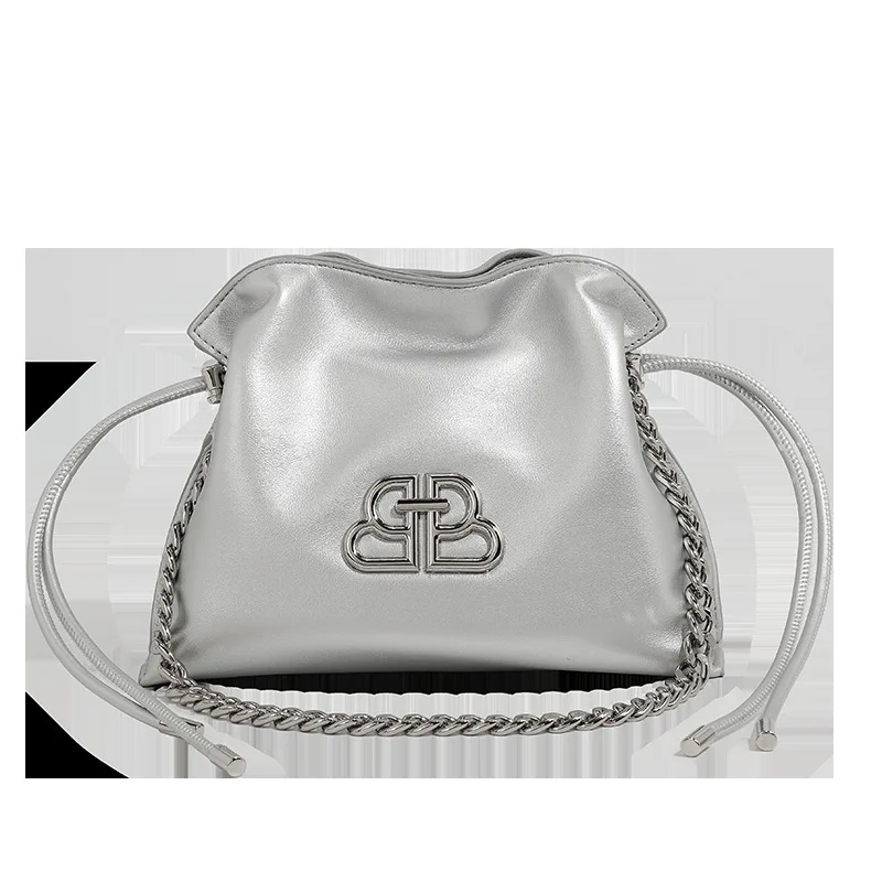 

2025 New Women's Cloud Bucket Bag Soft Leather Underarm Purse Multiway Chain Strap Shoulder Crossbody Handbag Elegant