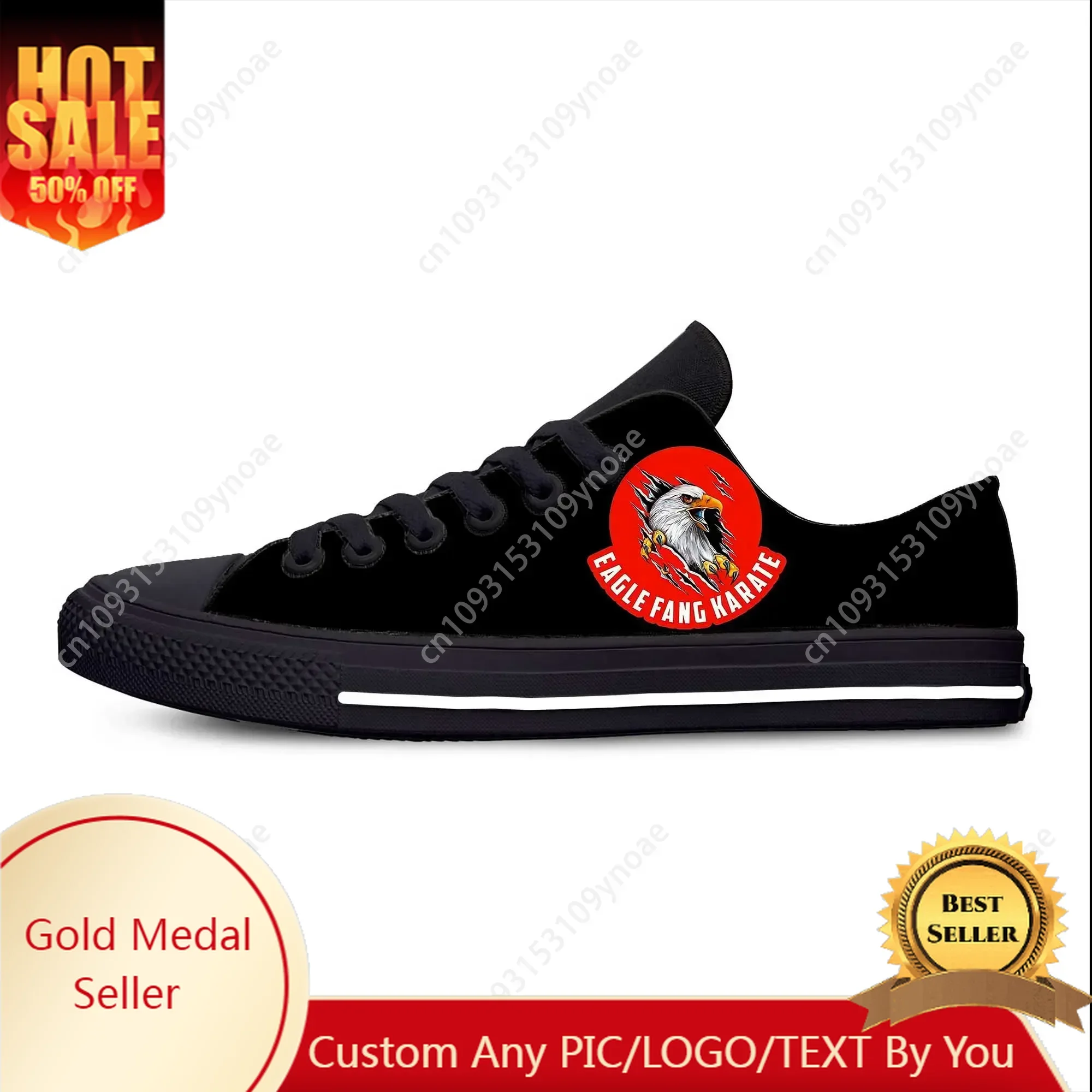 Kai Karate Anime Cartoon Fang Fashion Cobra Eagle Casual Cloth Shoes Low Top Comfortable Breathable Custom  Men Women Sneakers