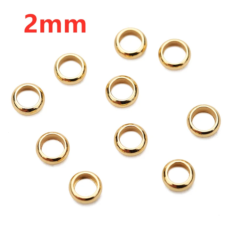 100 Stück 1,5 mm 2 mm 2,5 mm Edelstahl-End-Quetschperlen, großes Loch, Abstandshalter, Stopper-Perlen für DIY-Armband, Halskette, Schmuckherstellung