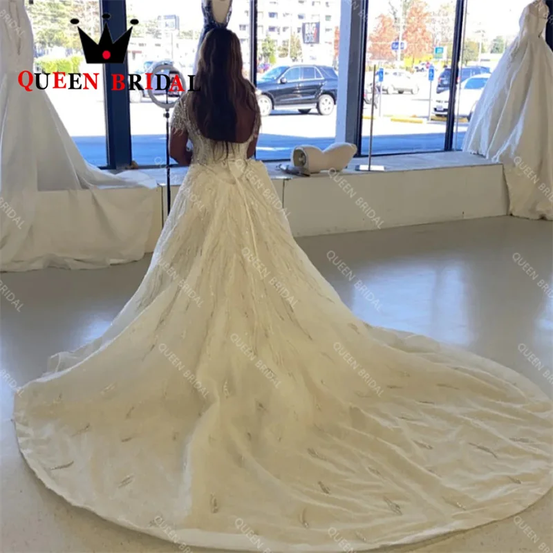 Shining Crystal Sequined Beading Wedding Dresses 2024 O Neck Backless Mermaid Bridal Gowns Robe De Mariée Custom S06Y