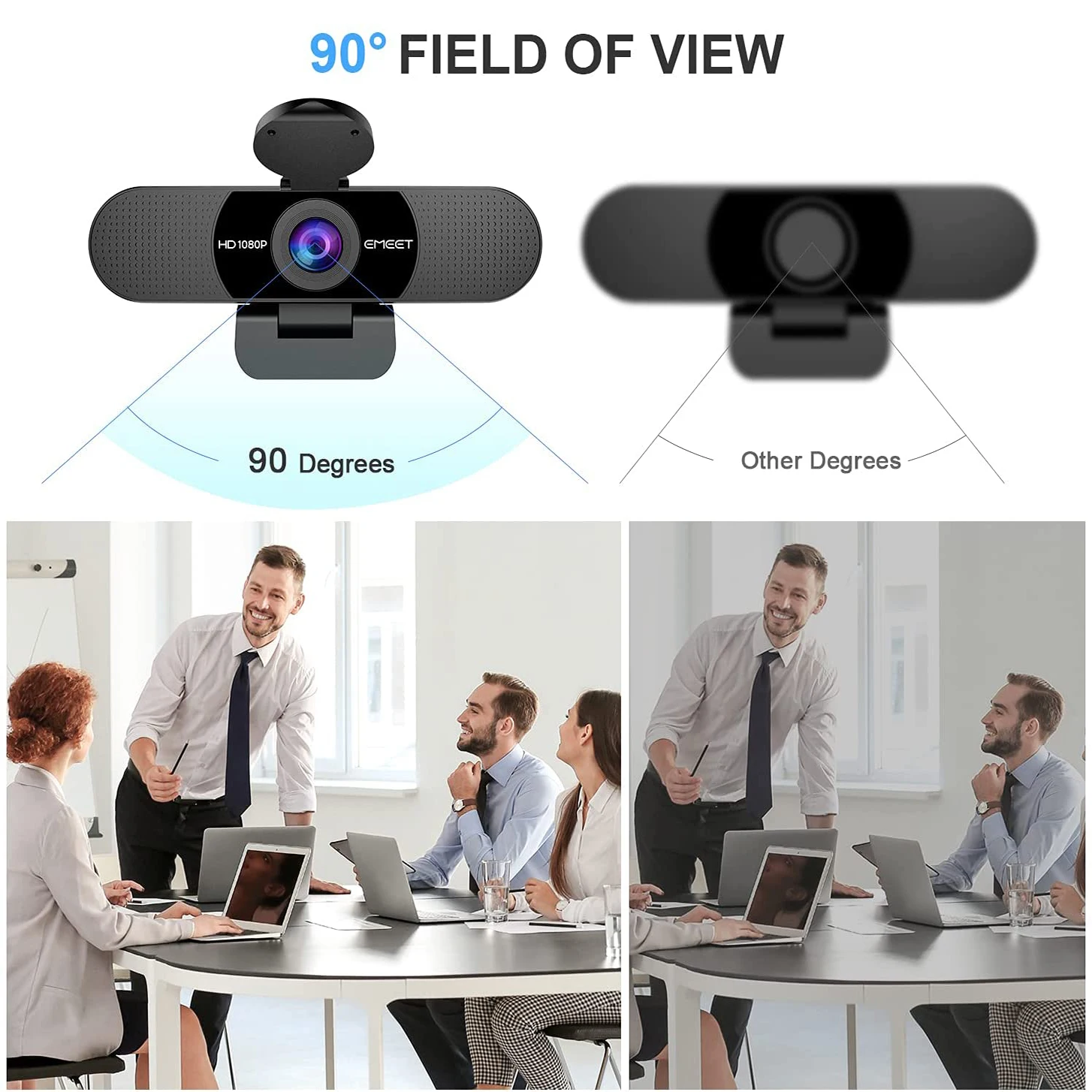 Webcam 1080P Full HD Web Camera USB EMEET Streaming Camera with Noise Cancelling Mics for Computer Video Meeting