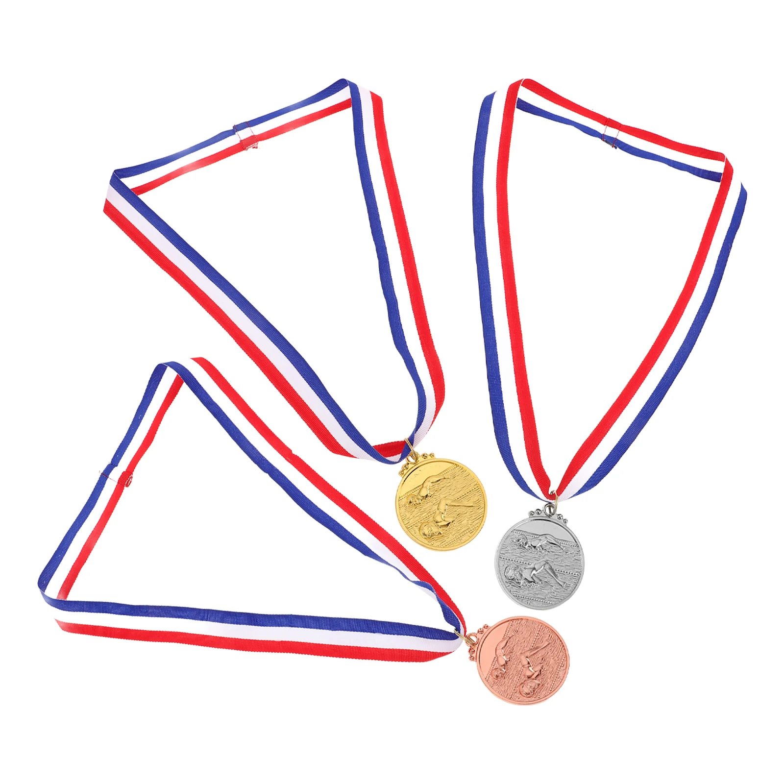 

3pcs Gold Silver Bronze Metal Awards Shiny Finish Swimming Competitions School Sports Training Institutions Winner Recognition