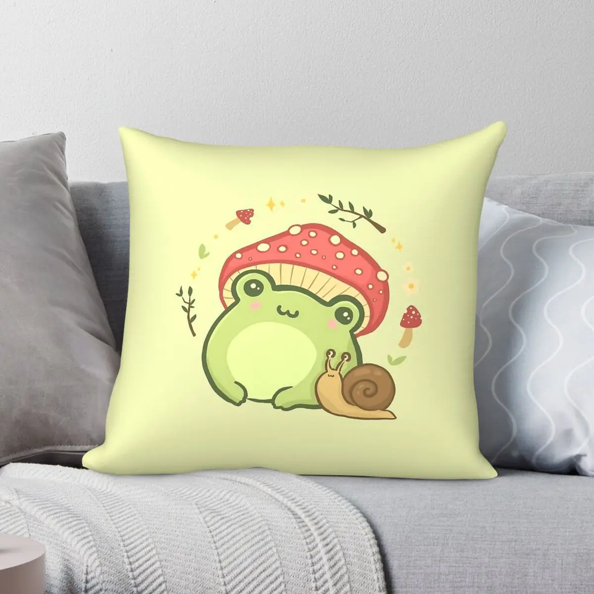 

Frog Toadstool Mushroom Hat Snail Square Pillowcase Polyester Linen Velvet Printed Decor Pillow Case Home Cushion Cover 45x45