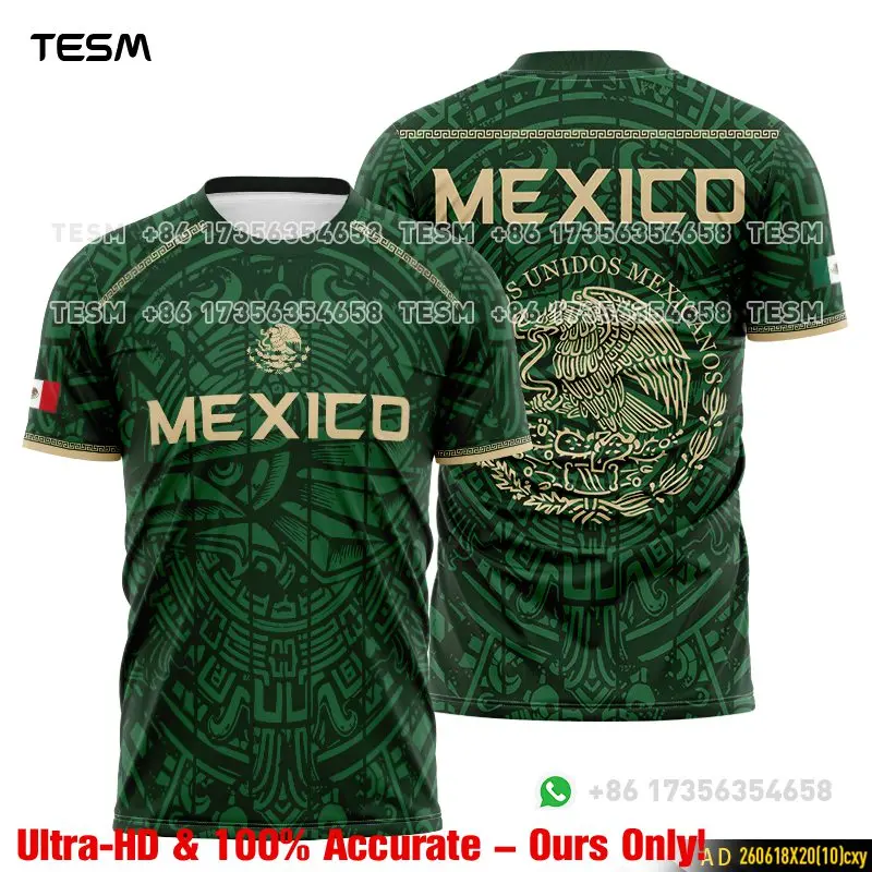 Mexico Football Jersey Men Aztec Calendar Graphic T Shirts Breathable Sports Tee National Flag Fans Training Short Sleeve