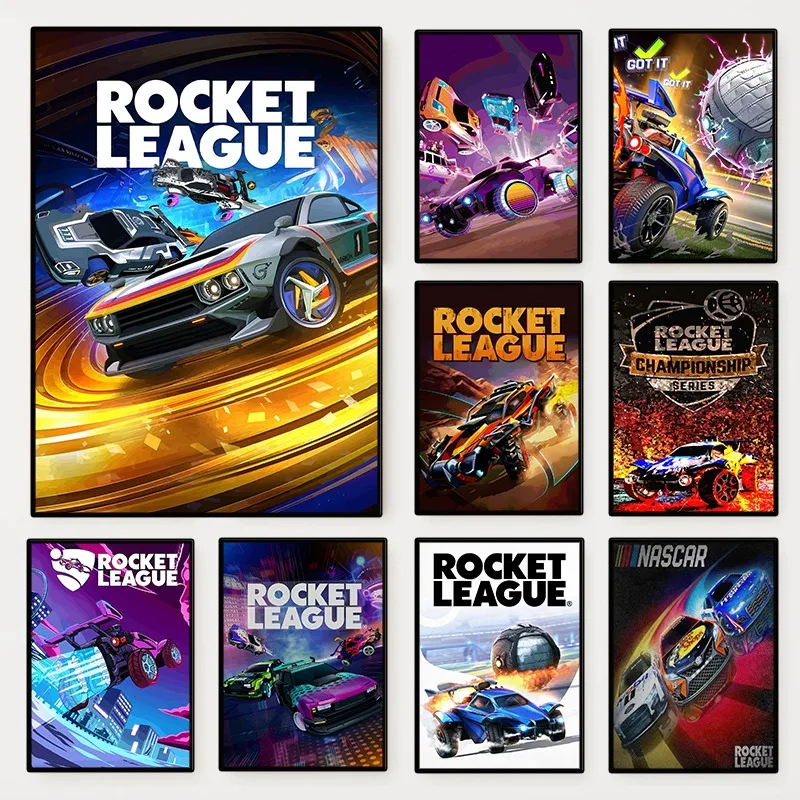 Rocket League Classic Game Poster Neon Video Game Canvas Painting Wall Art Picture for Modern Boy Room Living Room Home Decor