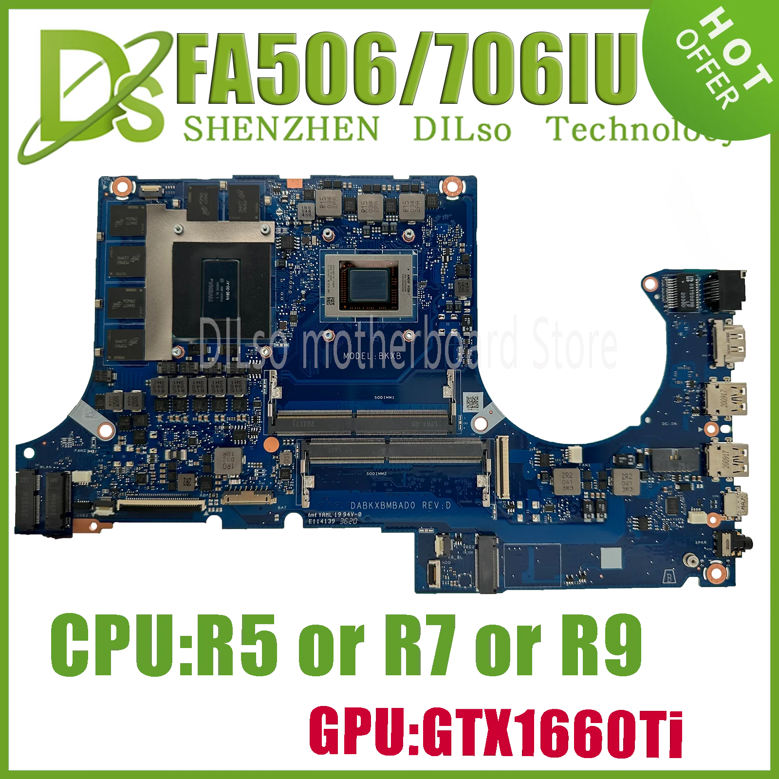 kefu placa mae do portatil para asus fa506iv fa506iv fa506iu fa706iu fa706ih mainboard w r5 r7 r9 1650 1660ti rtx2060 01