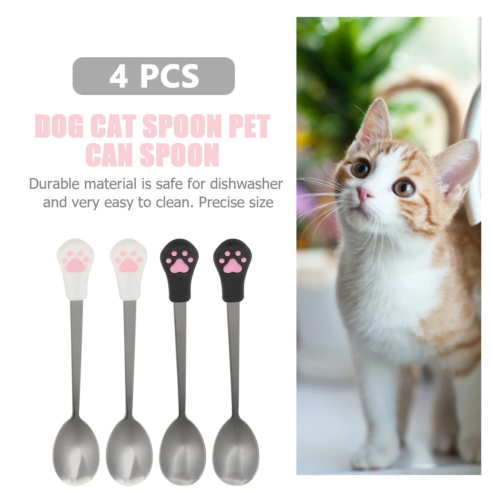 

4 Pcs Kitten Spoon Coffee Dog Scoop Silverware Pet Spoons Feeder